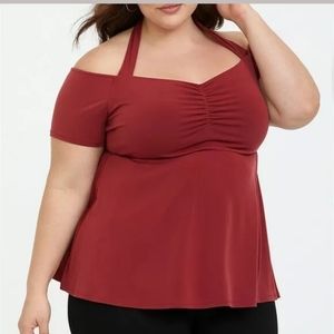 Halter babydoll cold shoulder torrid 1 red wine